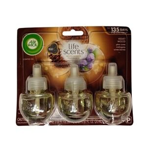 Rare Air Wick Scented Oil‎ Refills Life Scents VELVET WOOD 3 Pack Fall Scent